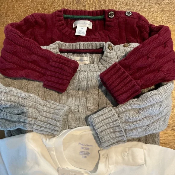 Baby Ralph Lauren Cable Knit Sweater T-Shirt Bundle 9 Months - Picture 5 of 6